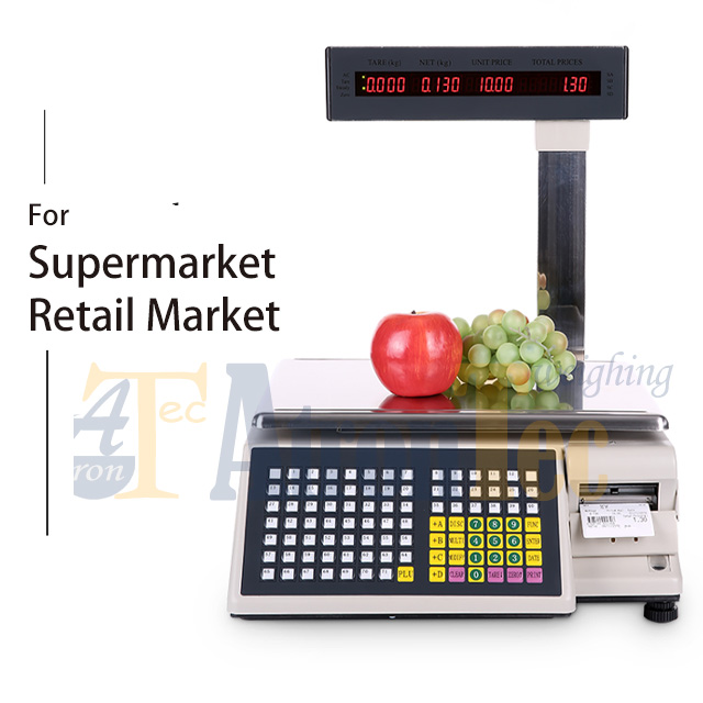 escala de la impresión del código de barras de la pantalla LED de la capacidad 30kg para el supermercado y el mercado al por menor